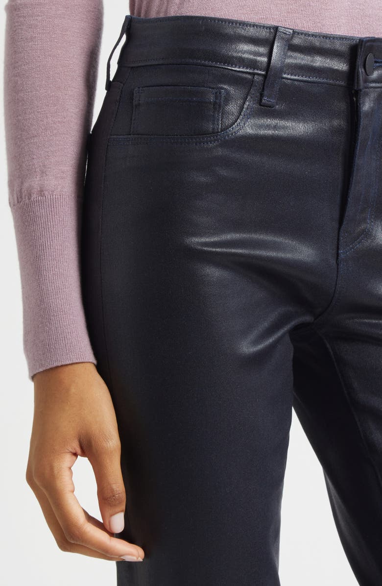 L'AGENCE Ruth Coated High Waist Raw Hem Straight Leg Jeans, Alternate, color, Metro Coated
