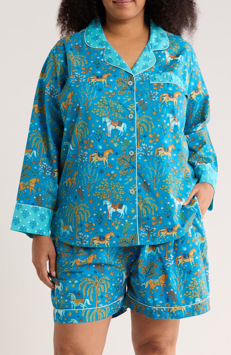 Printfresh Organic Cotton Poplin Short Pajamas, Main, color, Steel Blue