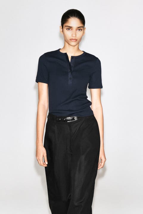 Ribbed Henley T-shirt