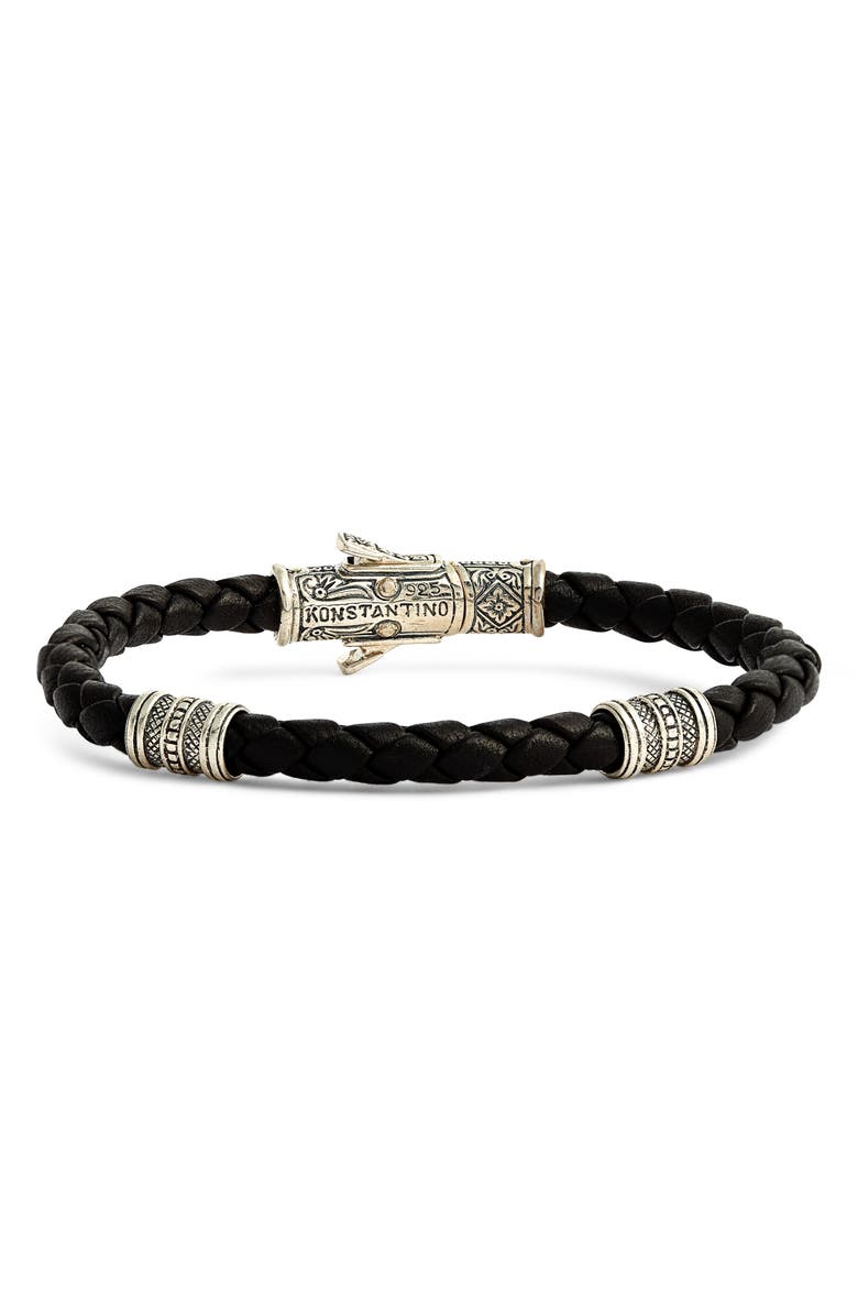 Konstantino Perseus Leather Bracelet, Main, color,