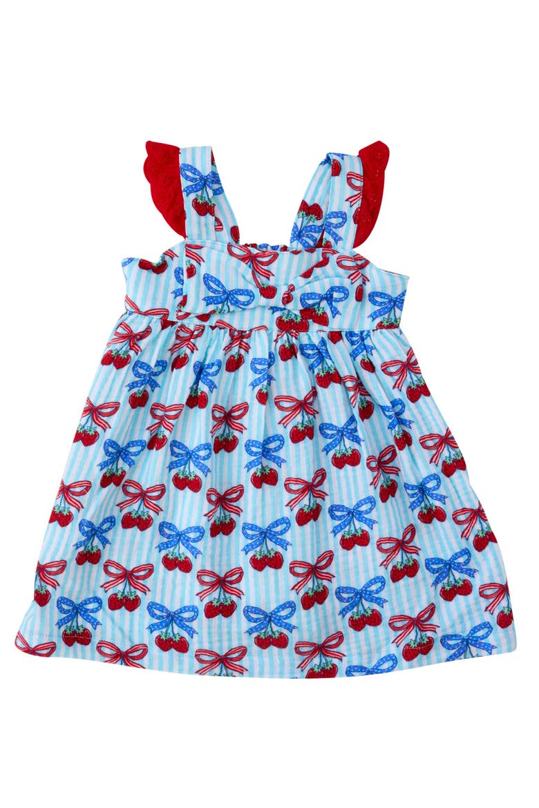 Cotton Gauze Flutter Bow Woven Dress, Main, color, Berries & Bows