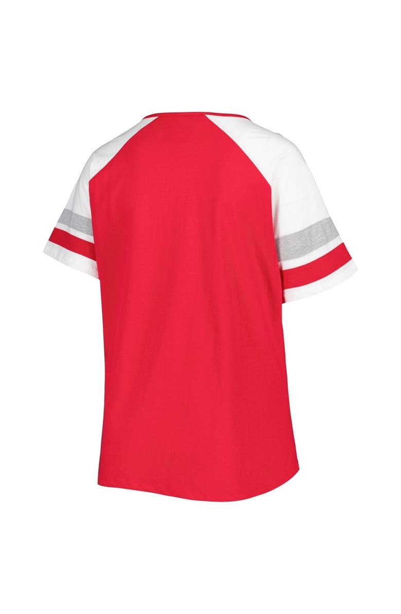 PROFILE Women's Scarlet Ohio State Buckeyes Plus Size Arch Raglan Notch Neck T-Shirt, Alternate, color, 