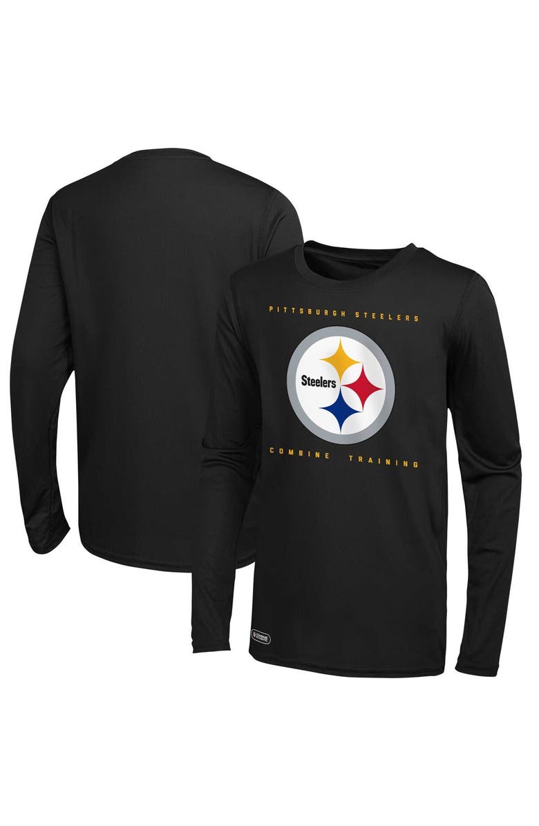Outerstuff Men's Black Pittsburgh Steelers Side Drill Long Sleeve T-Shirt, Main, color,