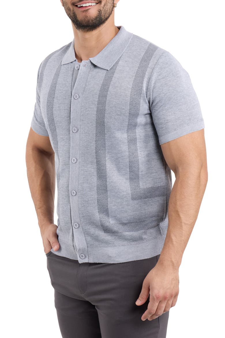 Stripe Polo Sweater, Alternate, color, GREY