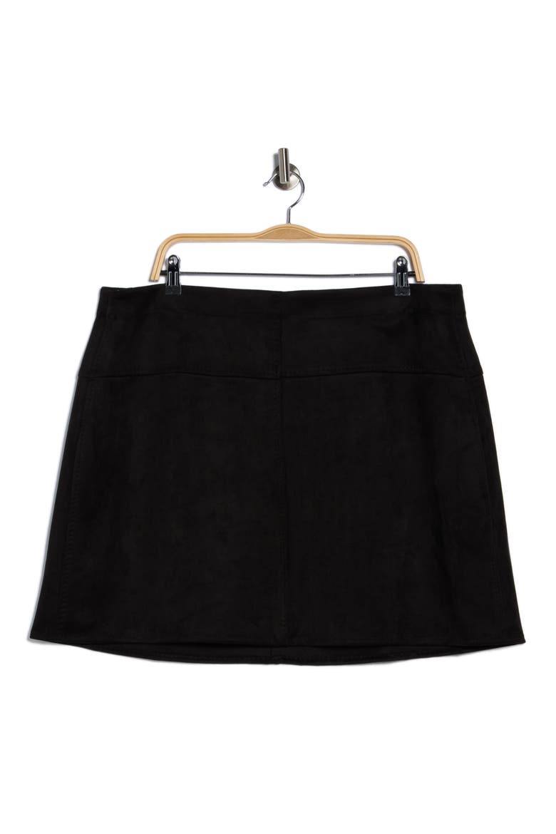 Faux Suede Miniskirt, Alternate, color, BLACK