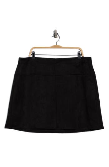 Max Studio Faux Suede Miniskirt In Black