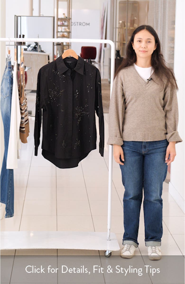 Gemi Bead Detail Cotton Button-Up Shirt, sales video thumbnail