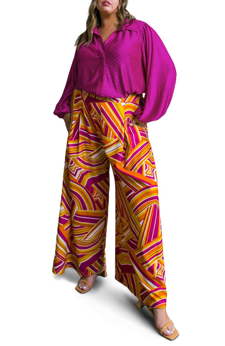 FLYING TOMATO Printed Woven Pants, Alternate, color, Rust Berry