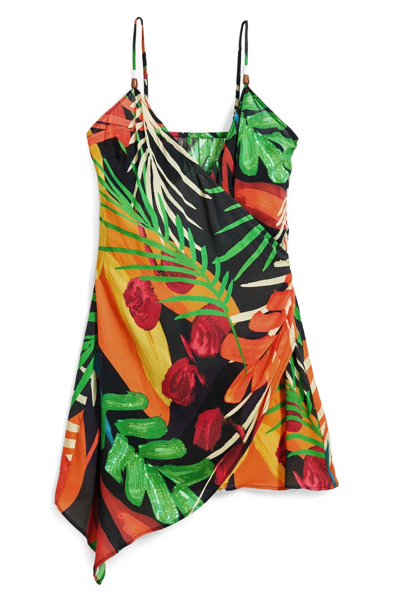 Desigual Fitted Asymmetric Cover-Up Minidress, Alternate, color, Black