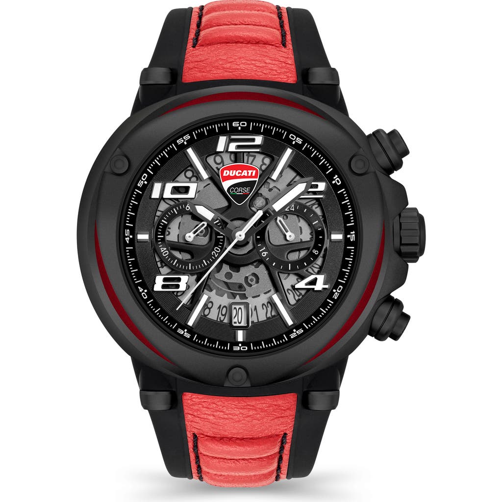 Ducati Corse Partenza Leather Strap Chronograph Watch, 49mm