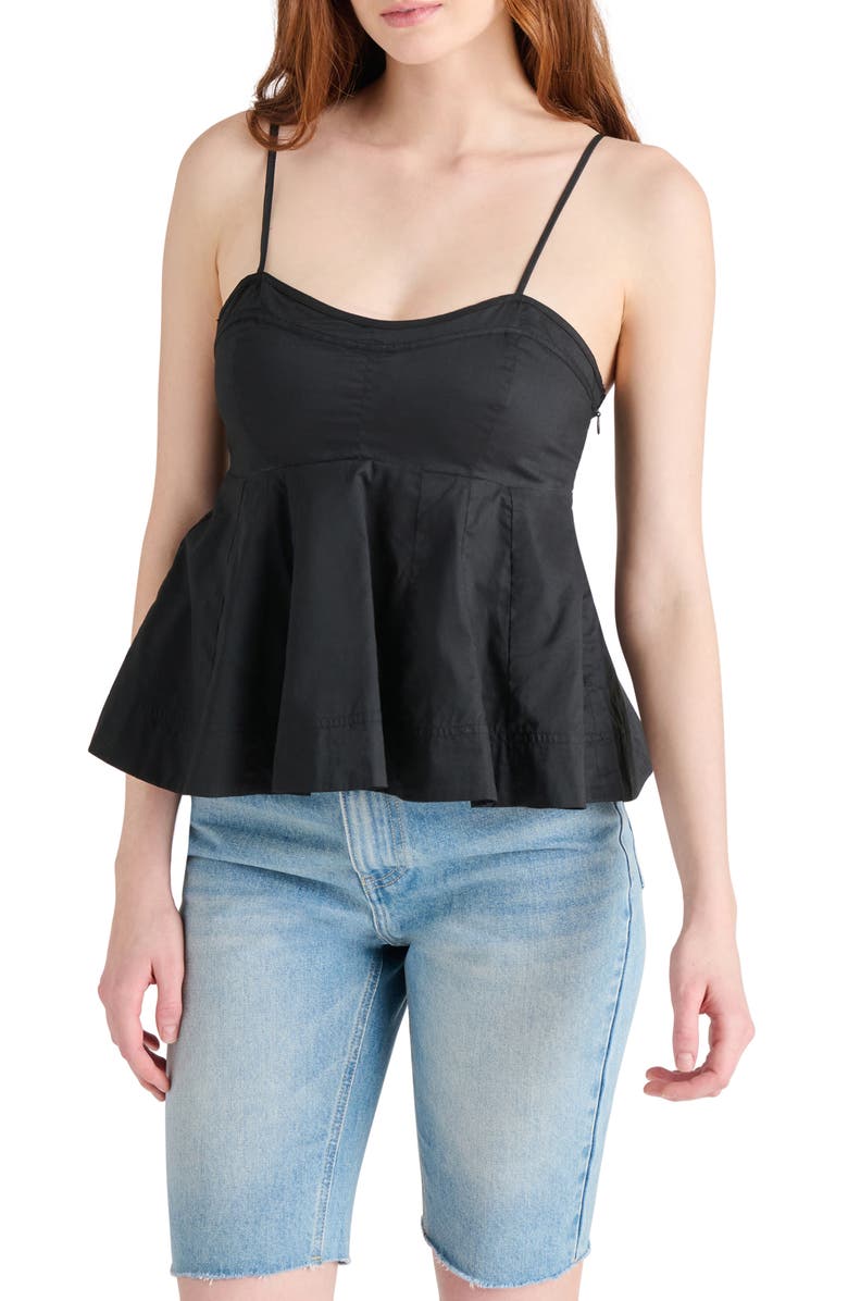 Steve Madden Delta Peplum Camisole, Main, color, Black