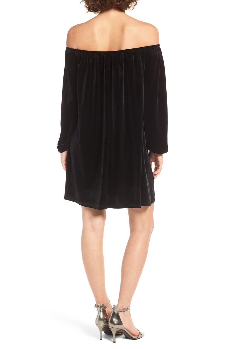 One Clothing Off the Shoulder Velvet Swing Dress, Alternate, color, 