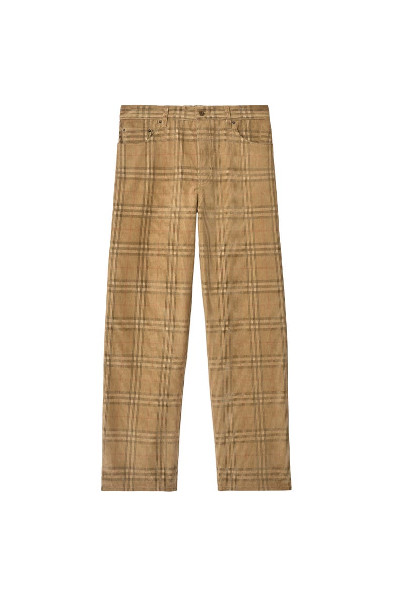 Burberry Check Corduroy Trousers, Alternate, color, Sand Beige