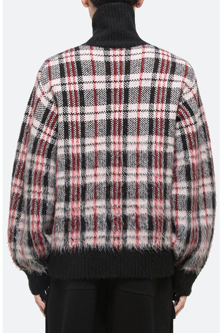 Plaid Brushed Oversize Turtleneck Sweater, Alternate, color, MEDIUM BLACK CHECK