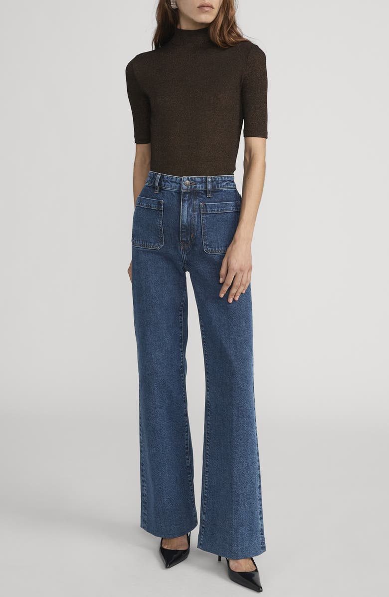 FRAME The Metallic Mock Neck T-Shirt, Alternate, color, Americano