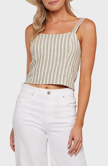 Matty M . Abigail Crop Tank Top In White