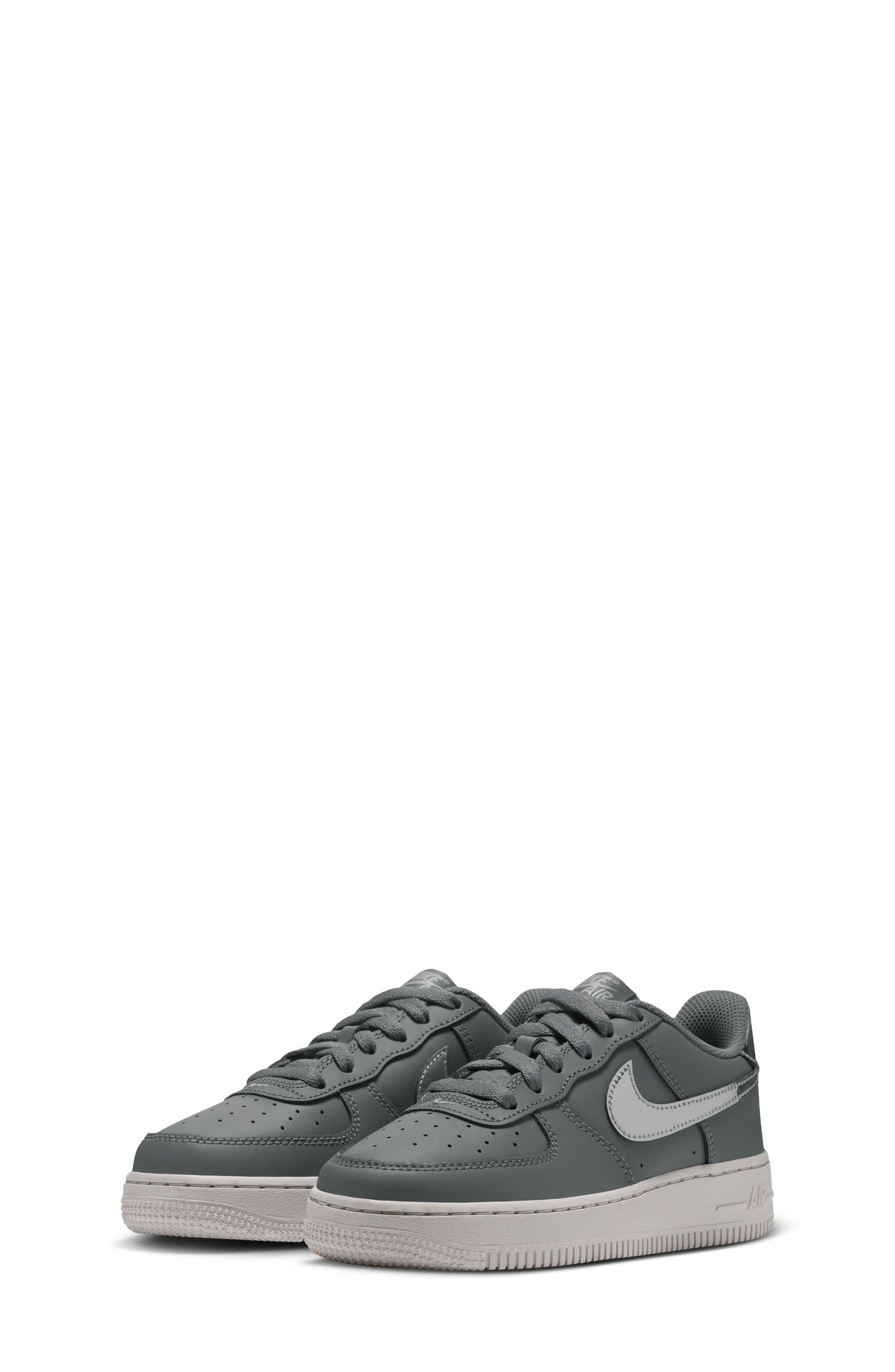 Kids' Force 1 Low Sneaker, Main, color, SMOKE GREY/ METALLIC SILVER