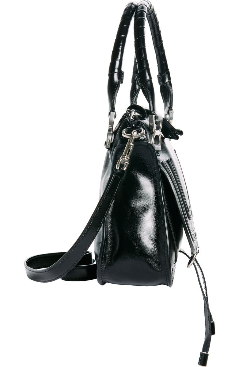 Chloé Small Marcie Leather Satchel, Alternate, color, Black