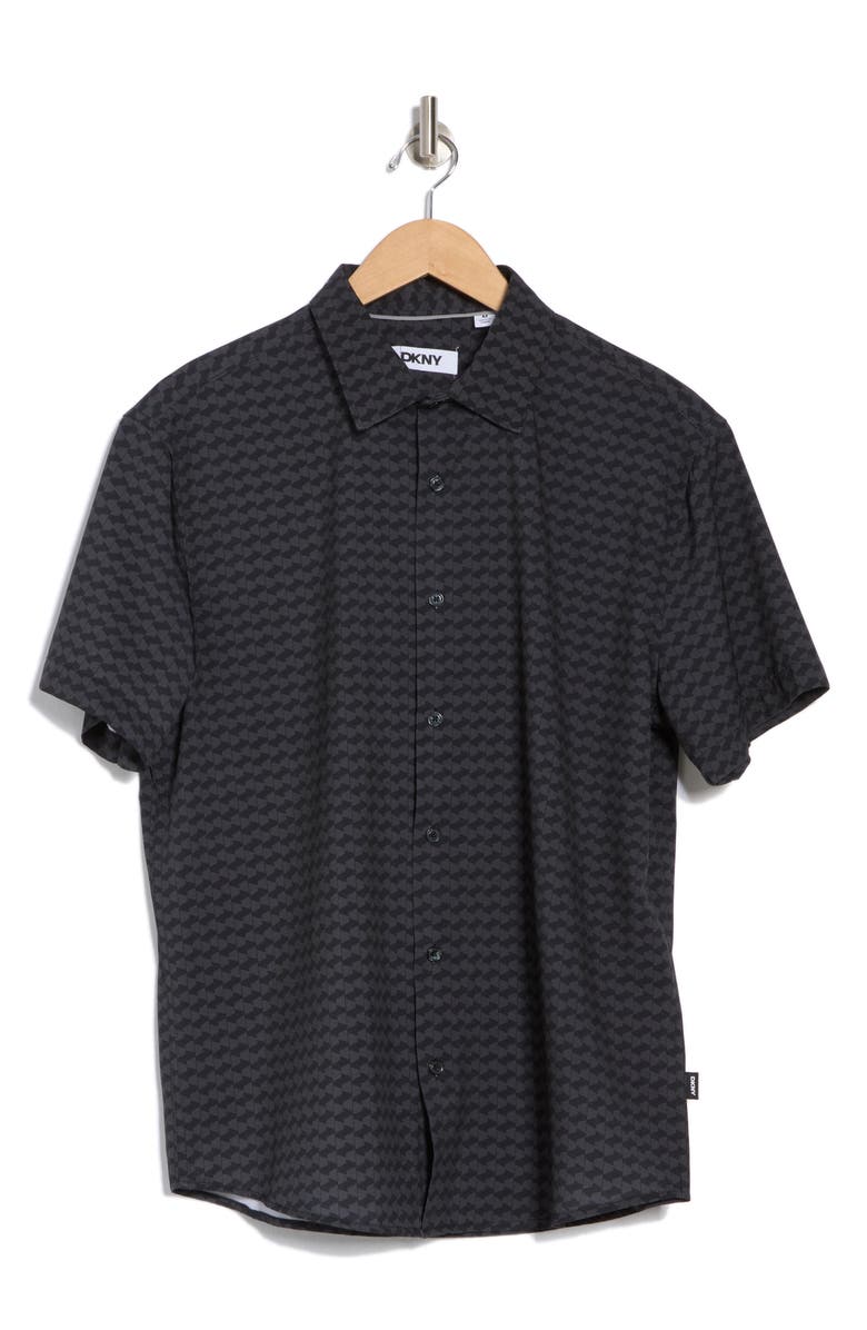DKNY SPORTSWEAR Jameson Short Sleeve Button-Up Shirt, Alternate, color, Black