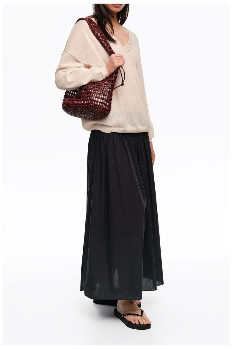 A-Line Maxi Slit Skirt, Alternate, color, BLACK