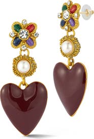 CHLOE AND MADISON Enamel Heart Drop Earrings