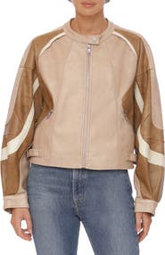 Avec Les Filles Faux Leather Racing Jacket