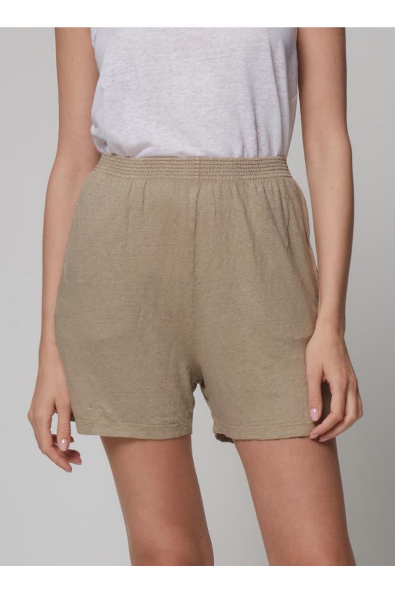 Linen Stretch Hand Dye Pull-On Shorts, Main, color, SABLE