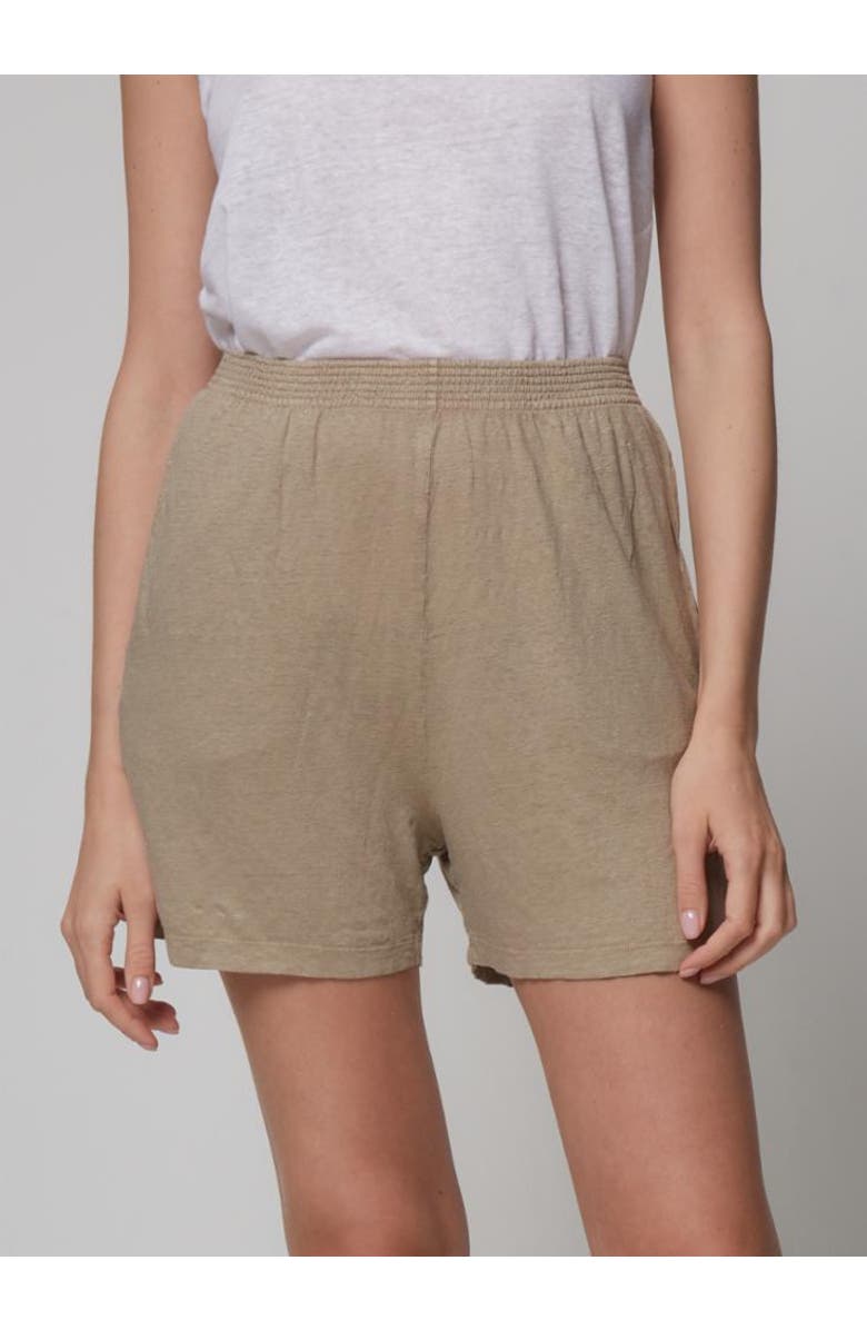 Majestic Filatures Linen Stretch Hand Dye Pull-On Shorts, Main, color, Sable