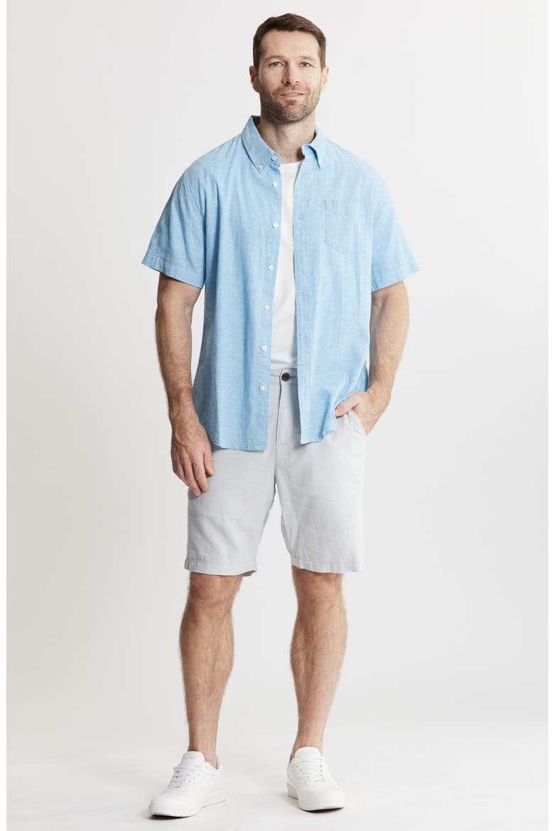 Cotton & Linen Short Sleeve Shirt, Alternate, color, LIGHT BLUE