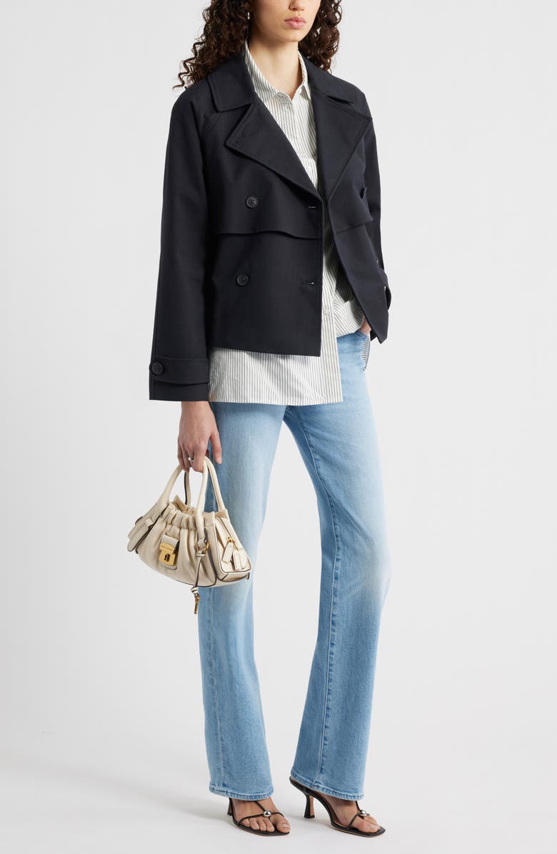 Nordstrom Stretch Cotton Trench Coat, Alternate, color, Black