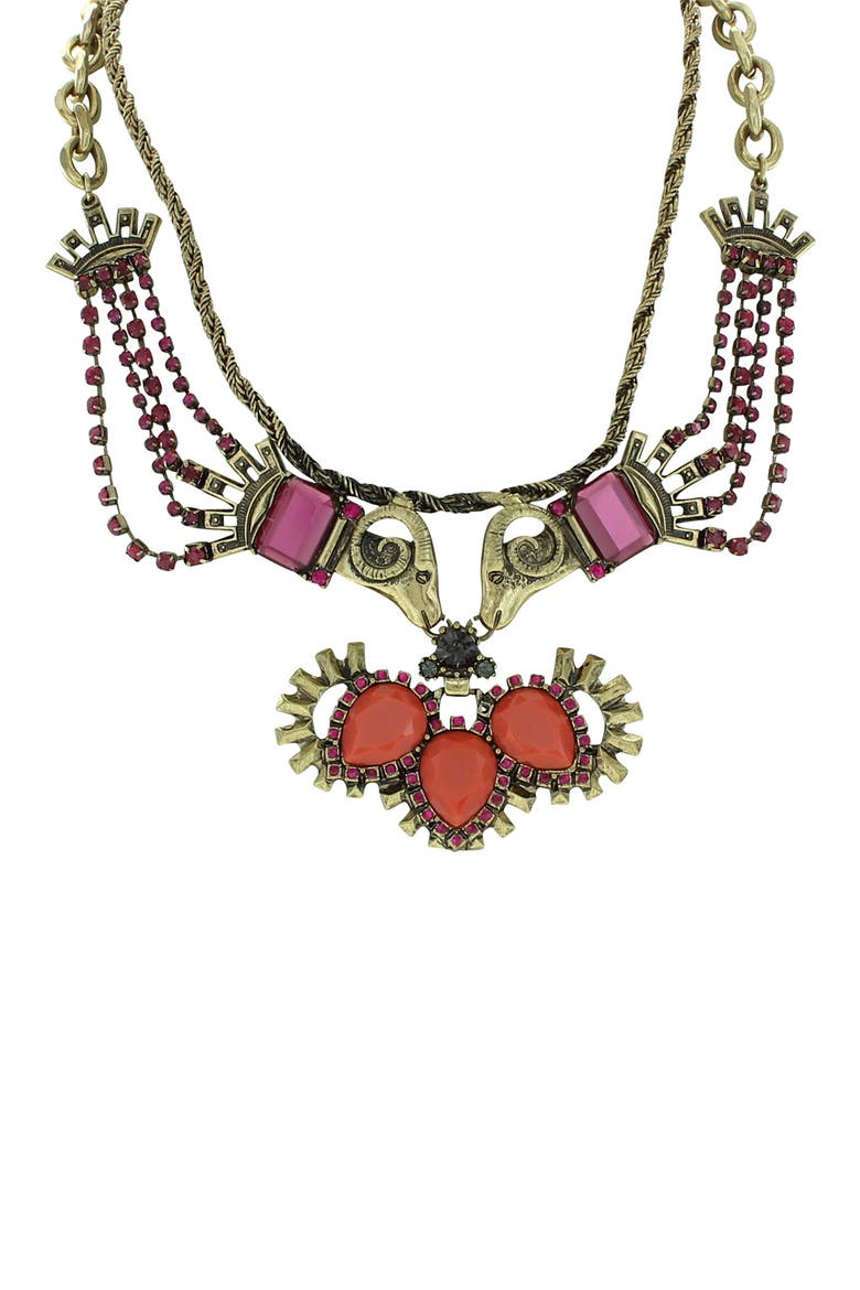 Gwen Red Statement Necklace, Main, color, GOLD / RED