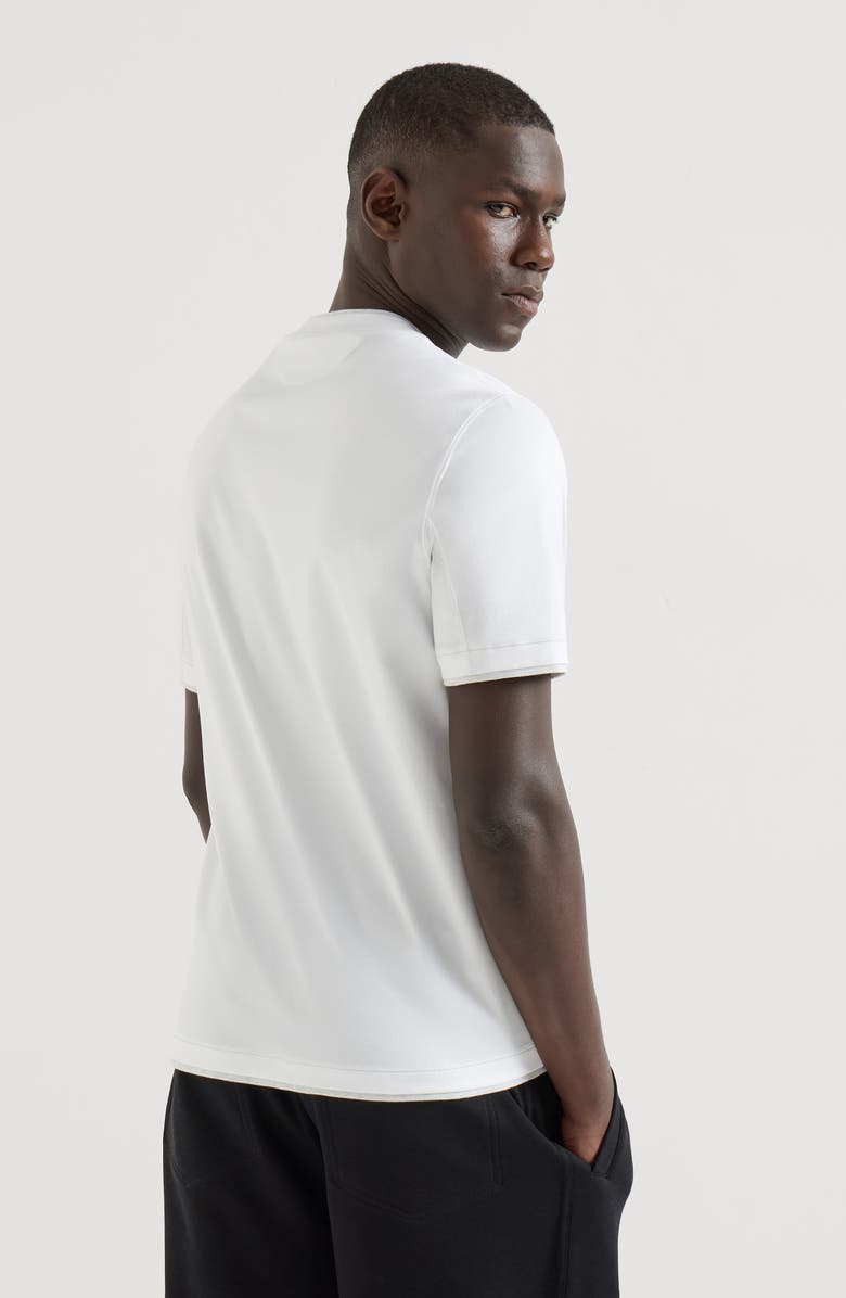 Brunello Cucinelli T-shirt with faux-layering, Alternate, color, White