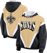 WEAR by Erin Andrews Women's WEAR by Erin Andrews Gold/Black New Orleans Saints Retro Crinkle Full-Zip Hoodie Windbreaker