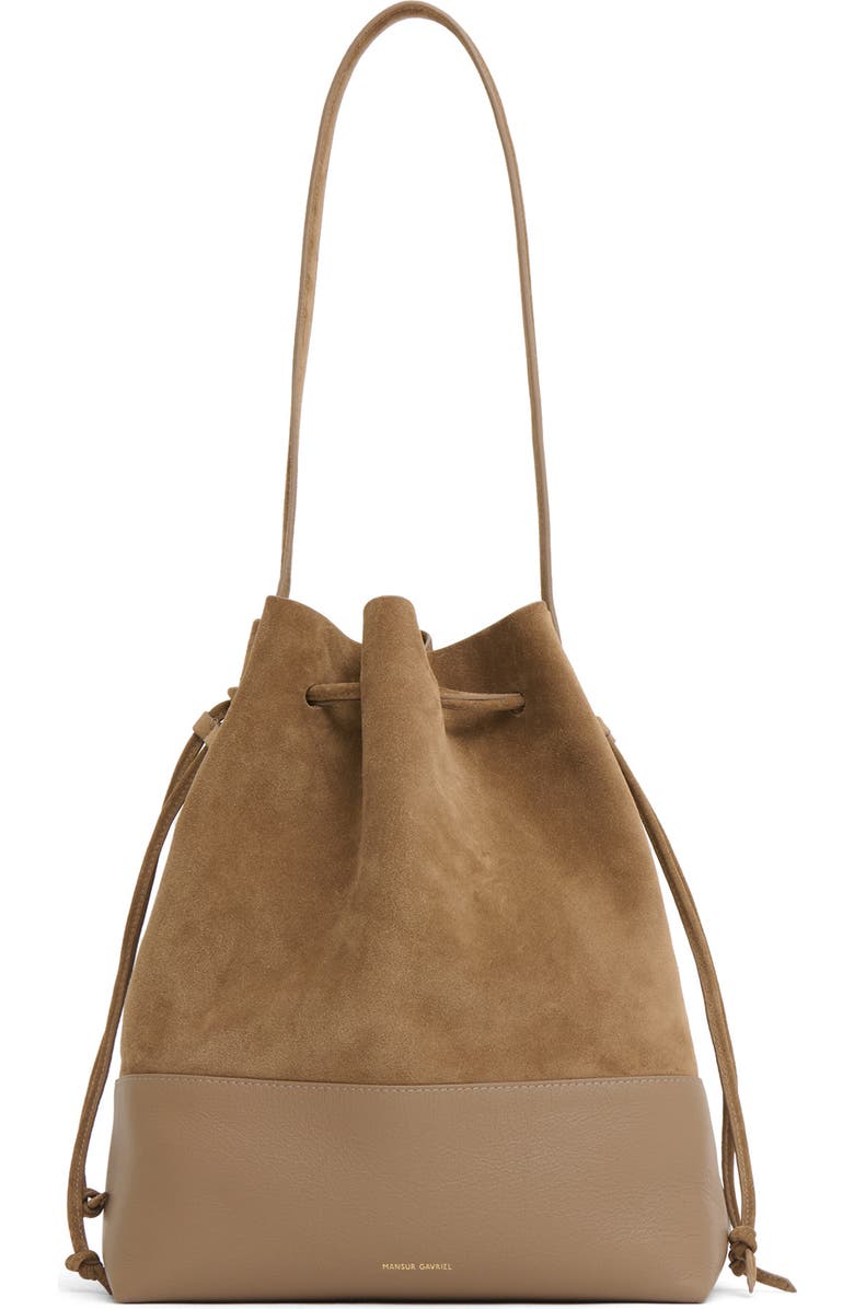 Mansur Gavriel Drawstring Cabas Bucket Bag, Main, color, Anise/ Anise