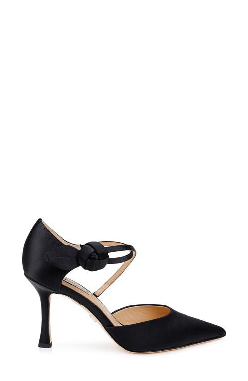 Badgley Mischka Collection Jayden Ankle Strap Pointed Toe Pump In Black Satin