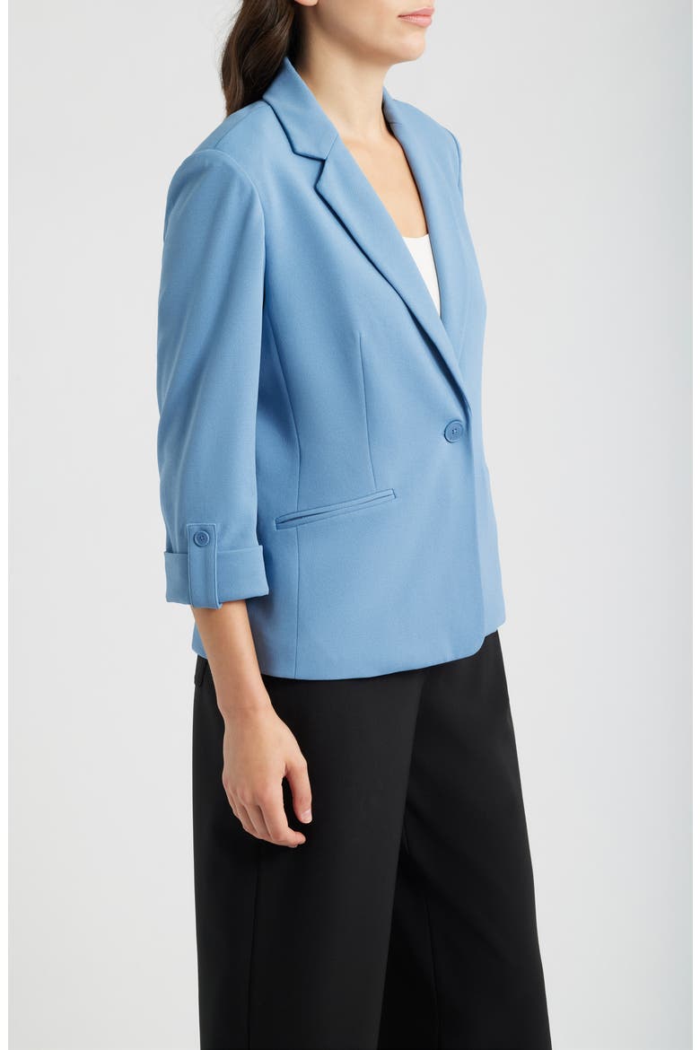 Single Button Notch Collar Blazer, Alternate, color, DUTCH BLUE