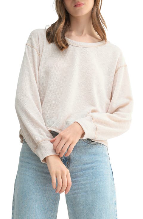 Contrast Stitch Long Sleeve Knit Top