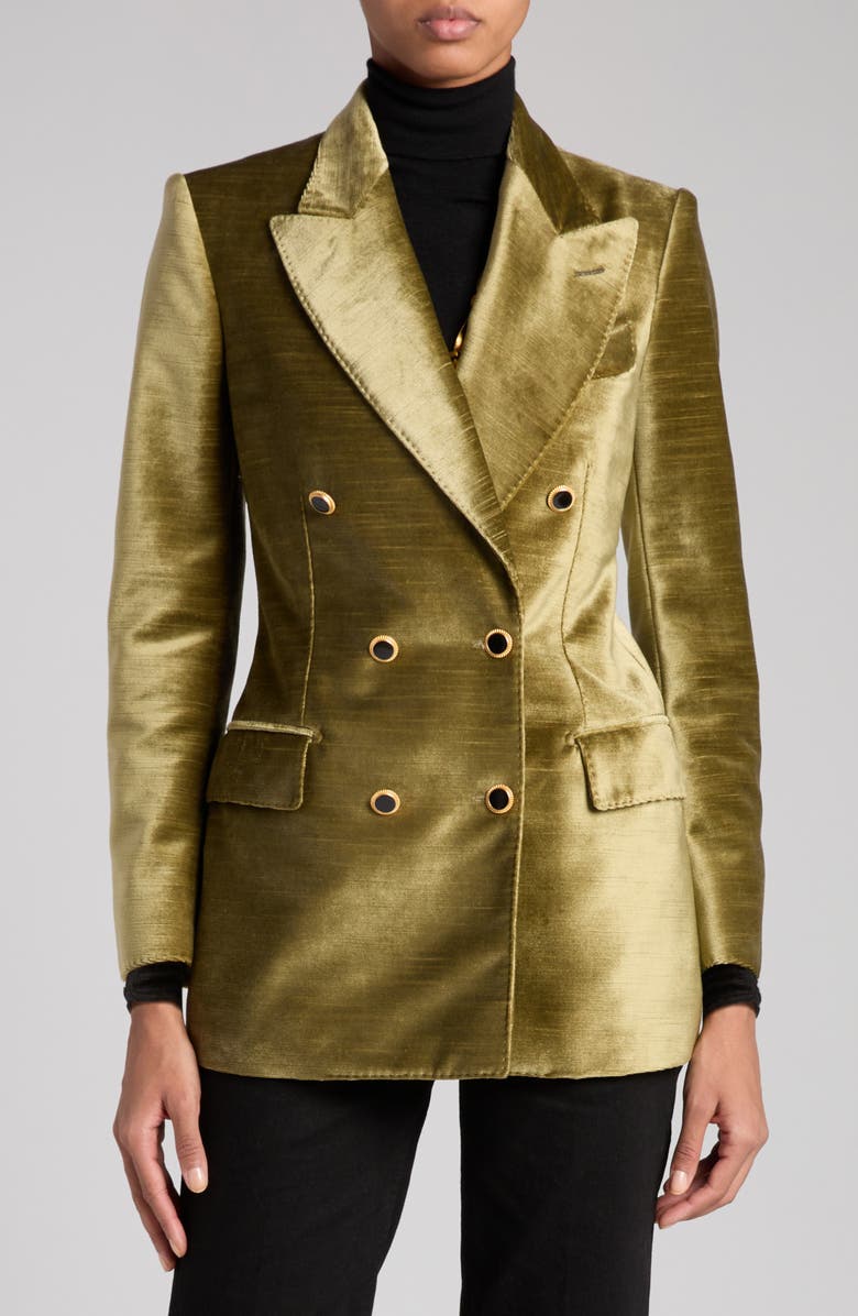TOM FORD Double Breasted Slubbed Velvet Blazer, Alternate, color, 