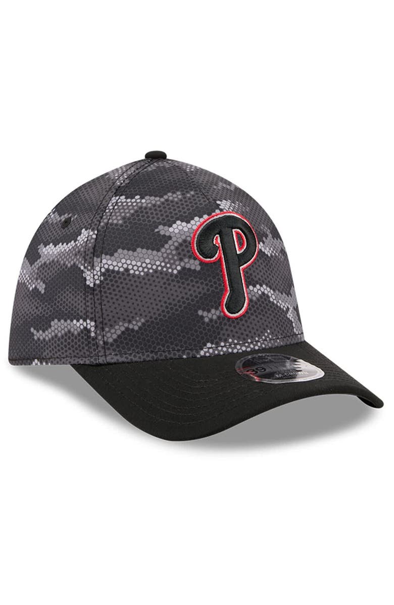 New Era Men's New Era Black Philadelphia Phillies Camo 39THIRTY A-Frame Flex Hat, Alternate, color, Black