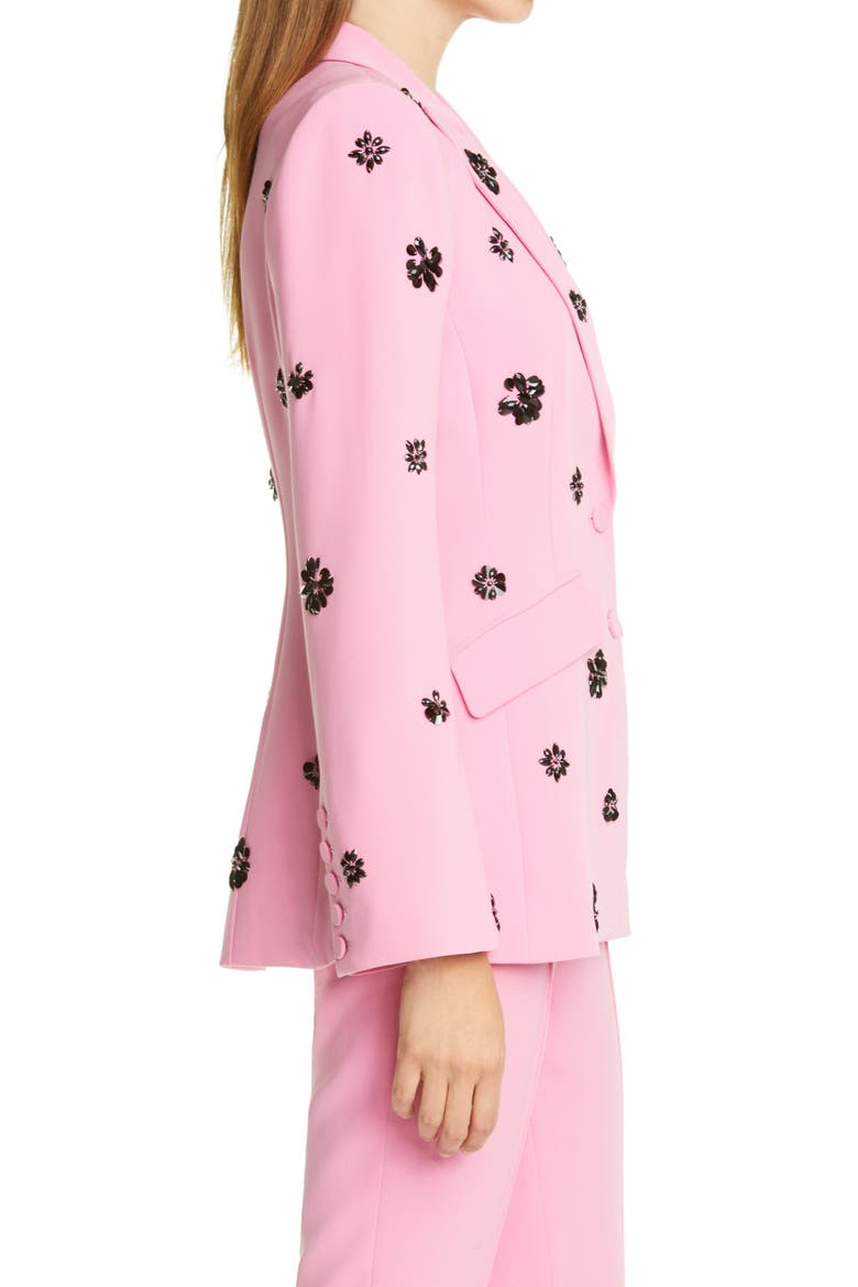 Cheyenne Crystal Flower Embellished Blazer, Alternate, color, WILD ORCHID/ BLACK