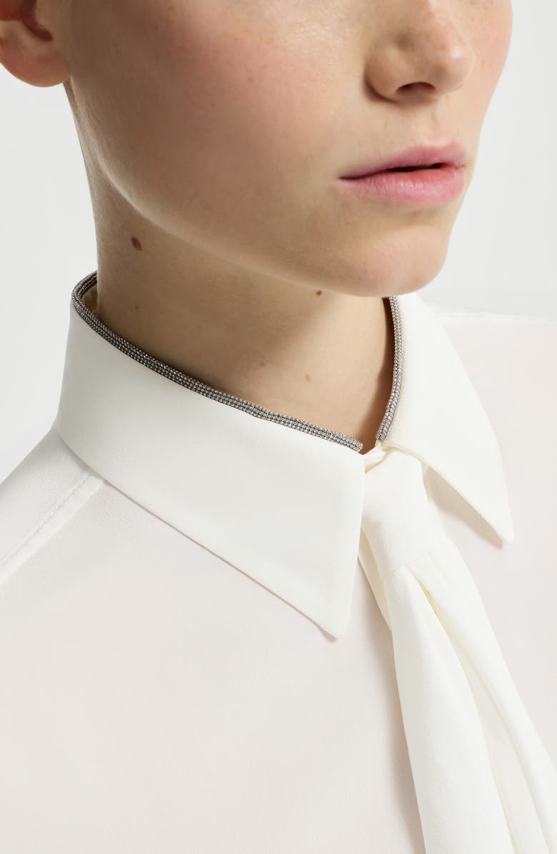 Brunello Cucinelli Silk shirt with tie, Alternate, color, White