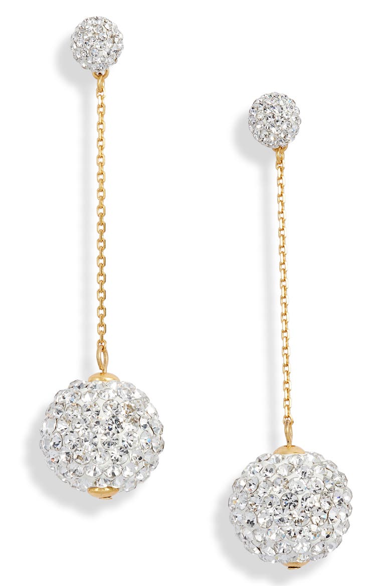 razzle dazzle linear earrings, Main, color, CLEAR/ WORN GOLD