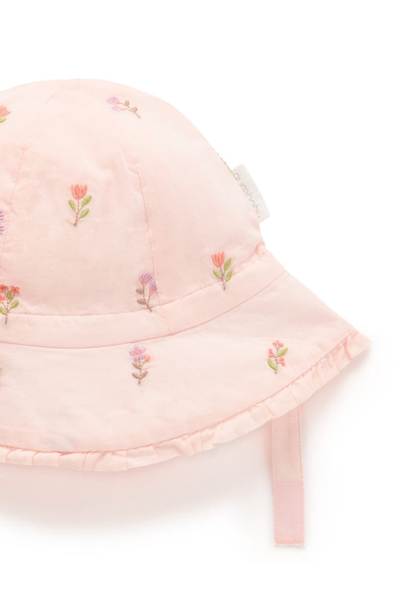 Purebaby Embroidered Bodysuit & Sunhat, Alternate, color, Sprig Broderie