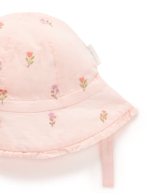 Purebaby Embroidered Bodysuit & Sunhat In Pink