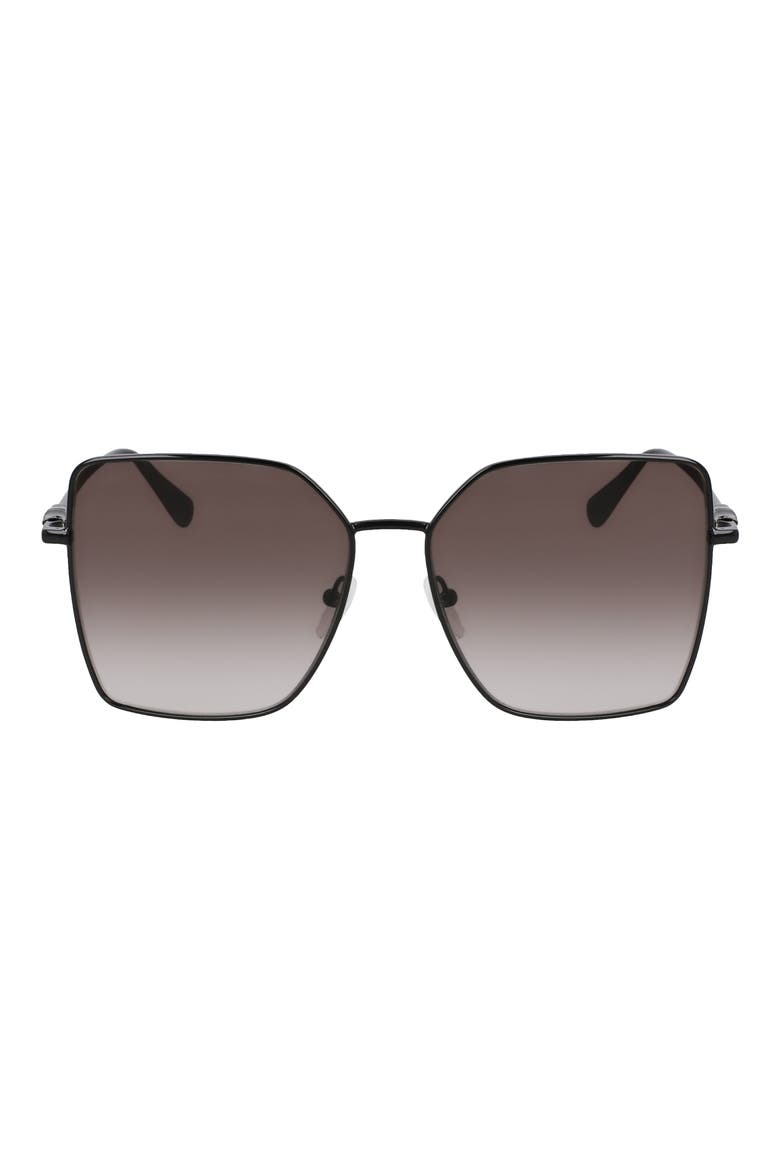 Roseau 57mm Gradient Butterfly Sunglasses, Main, color, BLACK