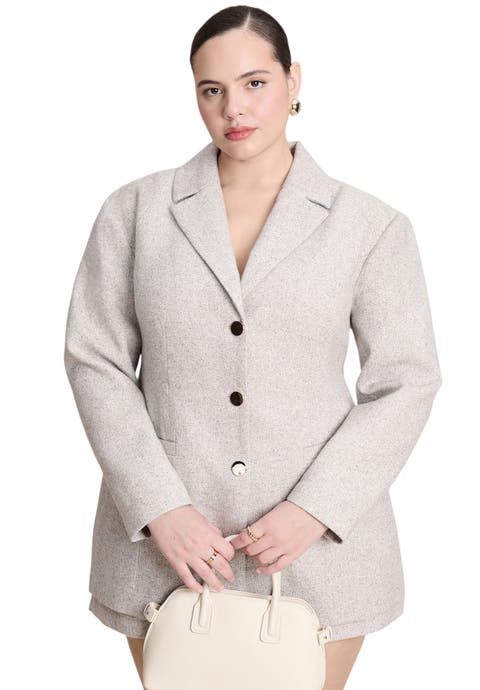 Nipped Waist Wool Blend Blazer With Back Adjuster