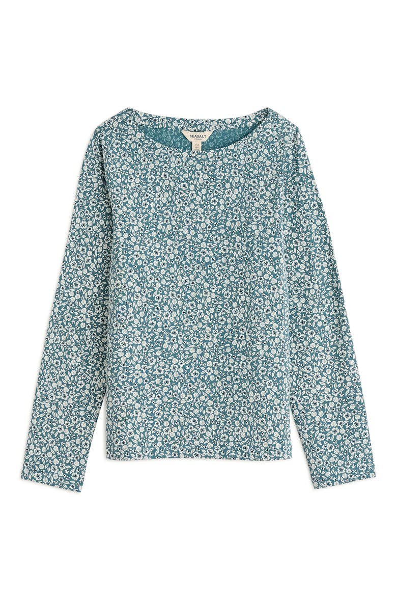 Easel Long Sleeve Organic Cotton T-Shirt, Alternate, color, PRESSED DITSY ESTUARY