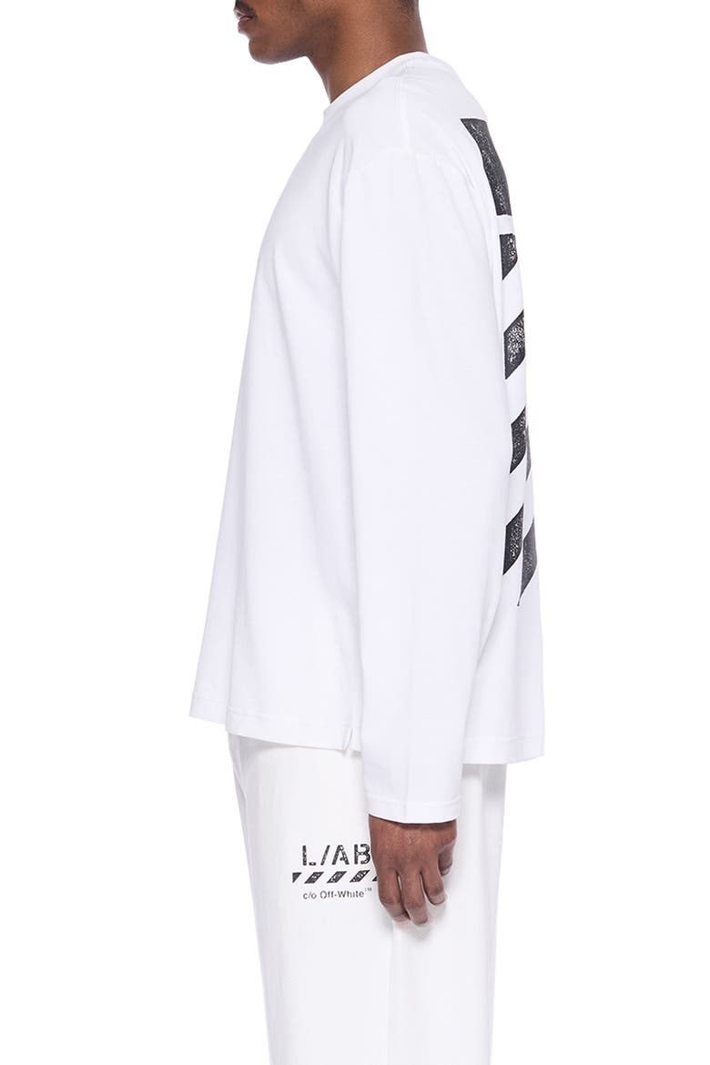 Diagonal Stripe Logo Cotton French Terry Joggers, Alternate, color, WHITE