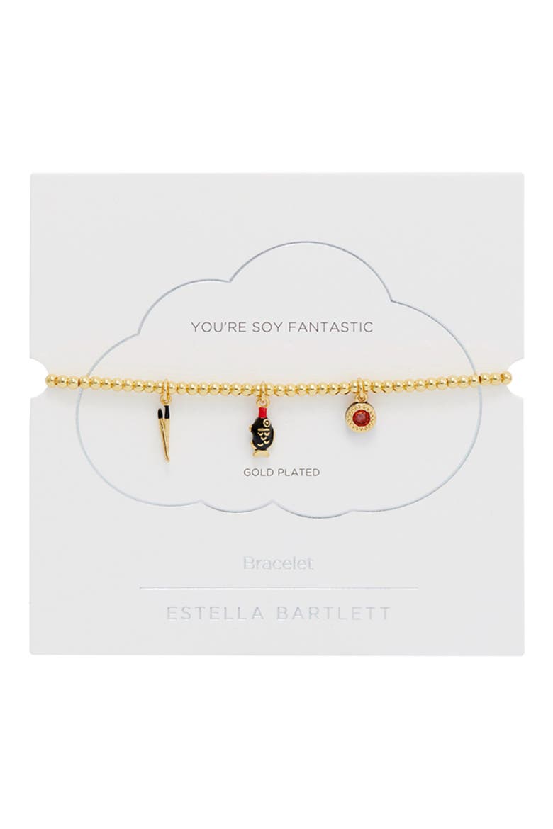 Sushi Charm Sienna Stretch Bracelet, Alternate, color, GOLD PLATED