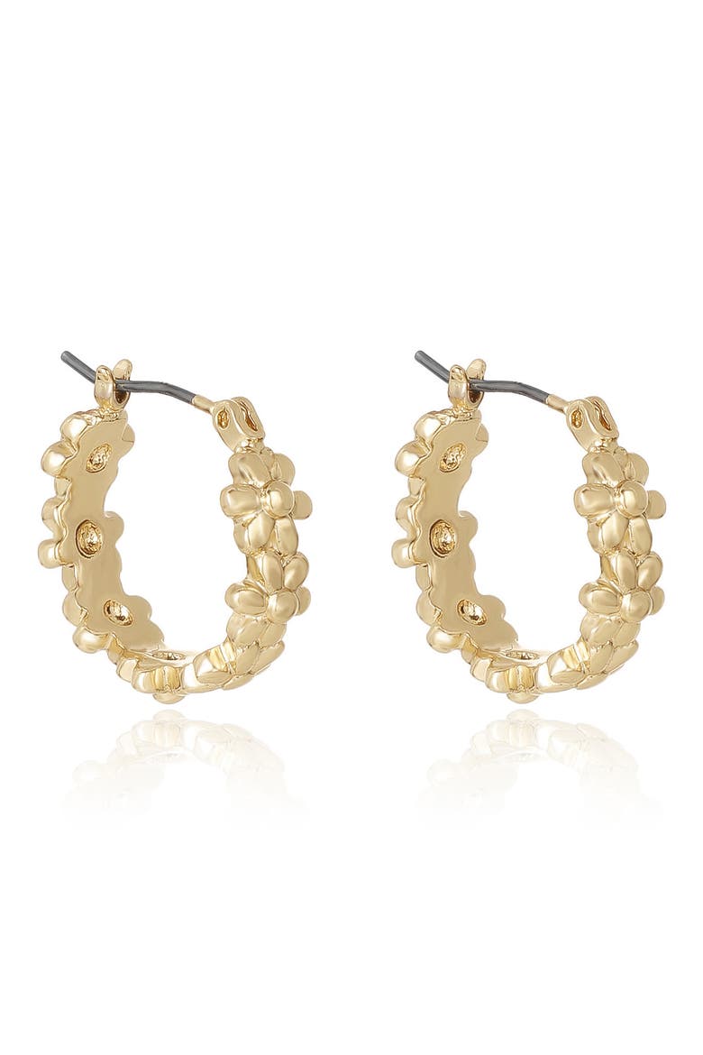 Small Floral Hoop Earrings, Alternate, color, GOLD